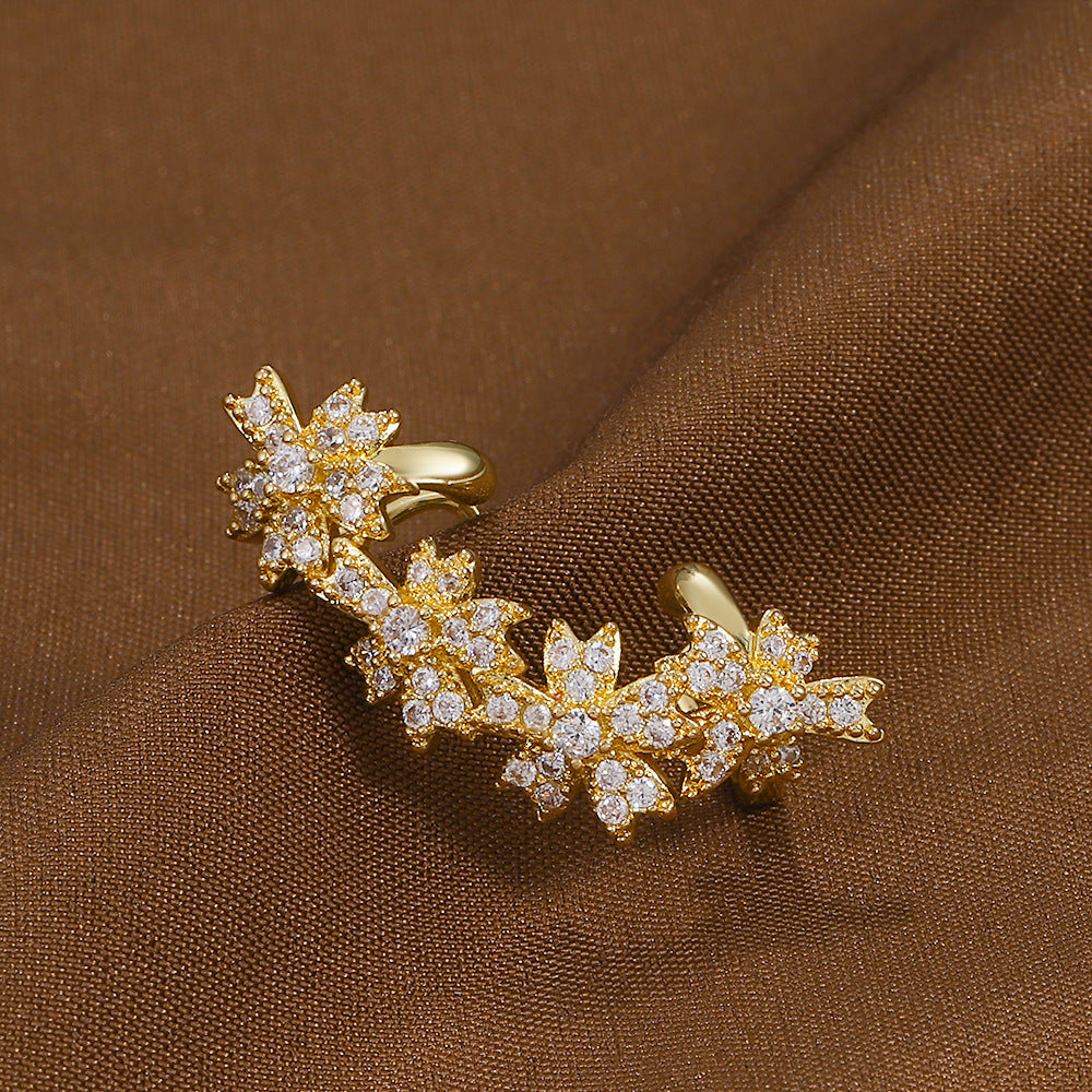 INS Flower Ear Cuff – Diamond-Style Floral Clip Earrings (No Piercing)