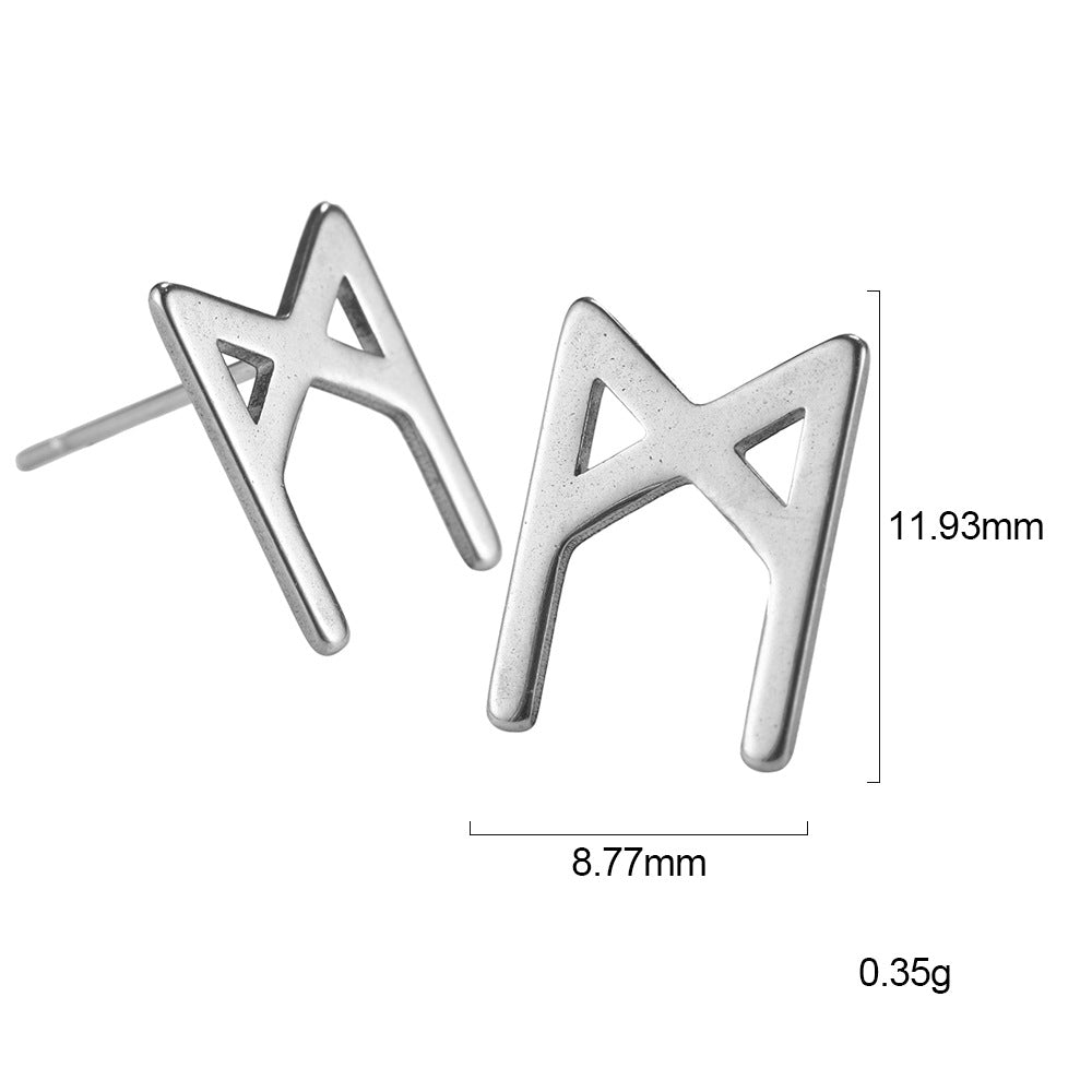 Nordic Rune Letter Earrings – Stainless Steel Minimalist Symbol Studs (24 Styles)