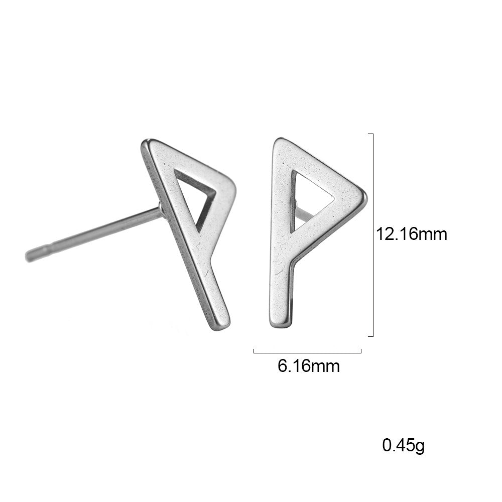 Nordic Rune Letter Earrings – Stainless Steel Minimalist Symbol Studs (24 Styles)