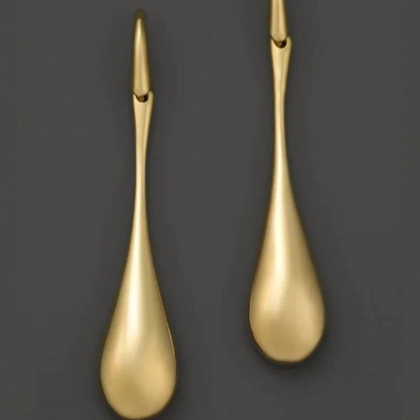 Oversized Gold Teardrop Earrings – Punk-Style European & American Statement Design