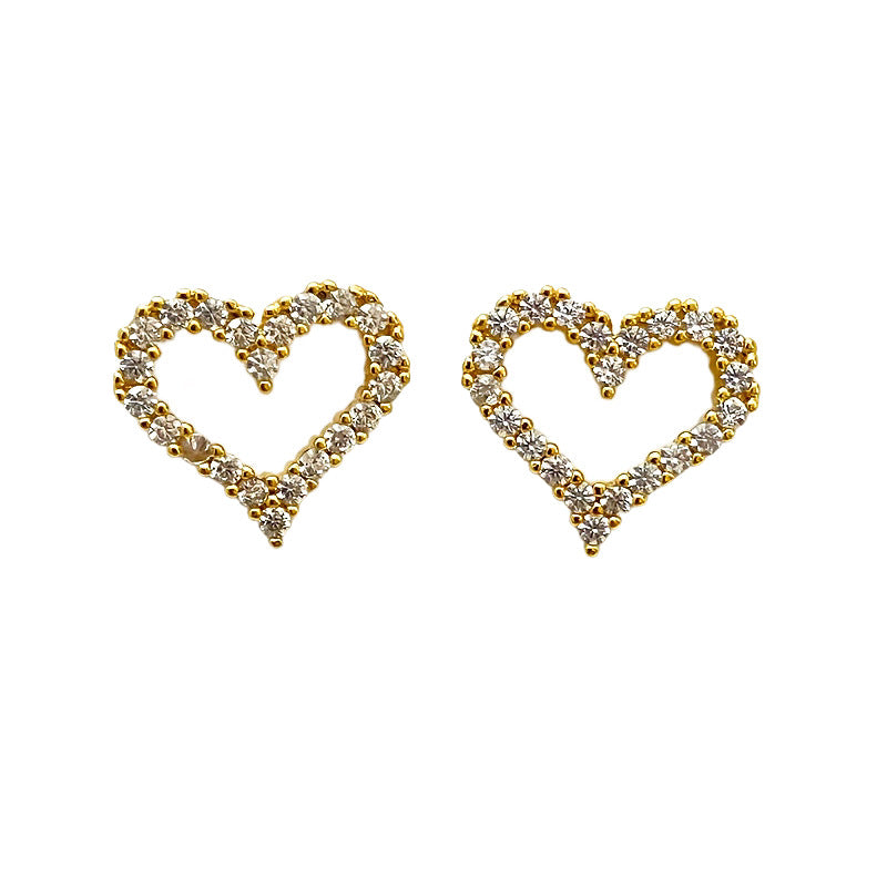 Korean Hollow Heart Stud Earrings – Minimalist Elegant All-Match Design (Gold & Silver)