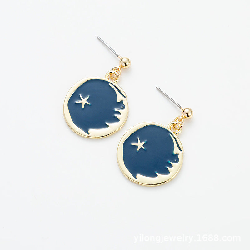Celestial Eye Earrings – Designer-Style Moon & Star Minimalist Statement Pair