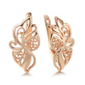 585 Rose Gold Hollow Carved Earrings – Minimalist Geometric Elegant Design for Women