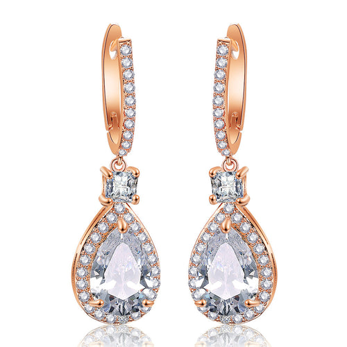 Bold Micro-Pavé Zircon Earrings – Rose Gold Statement Light Luxury Design