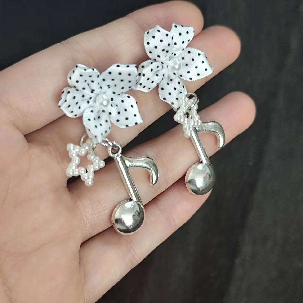 Handmade Polka Dot & Music Note Earrings – Original Subculture Design for Women