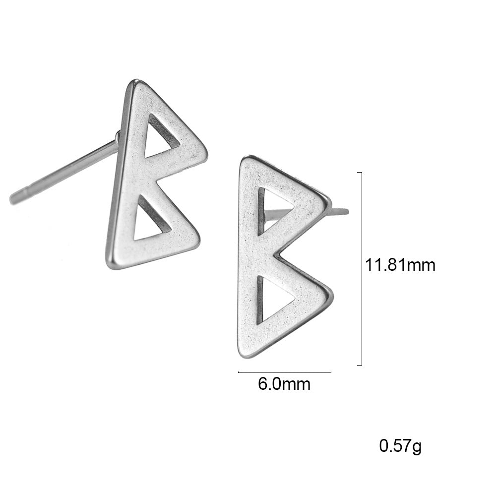 Nordic Rune Letter Earrings – Stainless Steel Minimalist Symbol Studs (24 Styles)