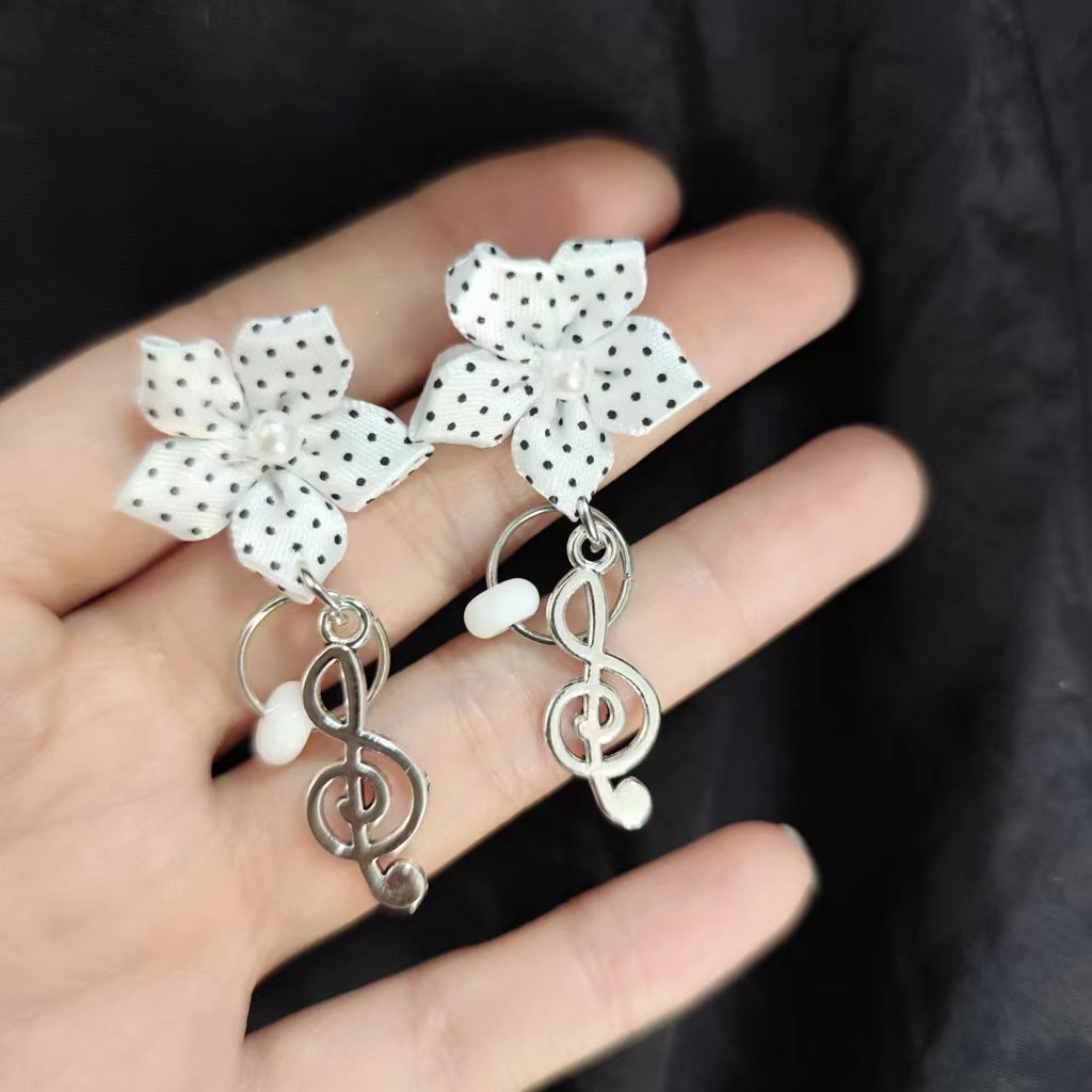 Handmade Polka Dot & Music Note Earrings – Original Subculture Design for Women