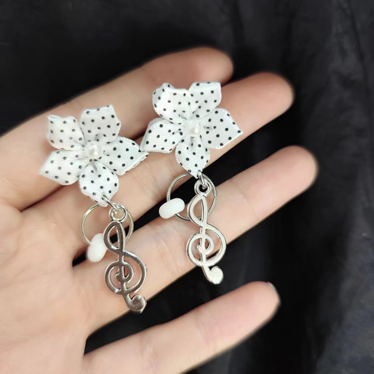 Handmade Polka Dot & Music Note Earrings – Original Subculture Design for Women