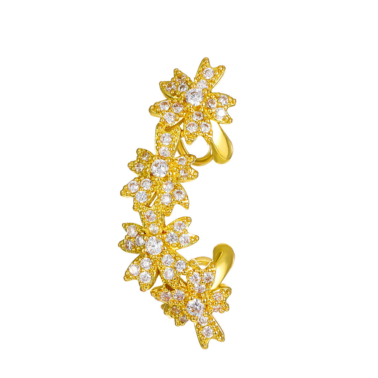 INS Flower Ear Cuff – Diamond-Style Floral Clip Earrings (No Piercing)