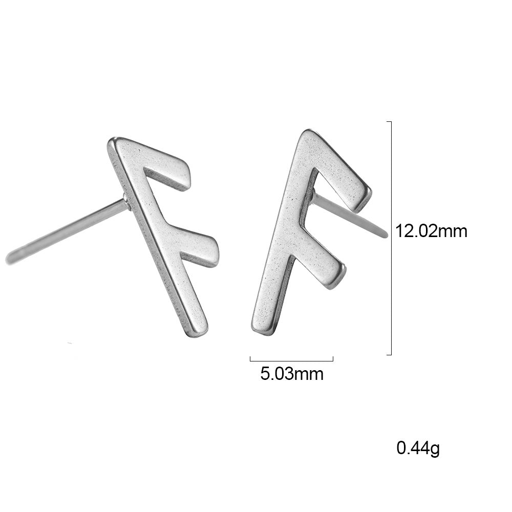 Nordic Rune Letter Earrings – Stainless Steel Minimalist Symbol Studs (24 Styles)