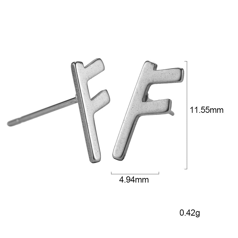 Nordic Rune Letter Earrings – Stainless Steel Minimalist Symbol Studs (24 Styles)