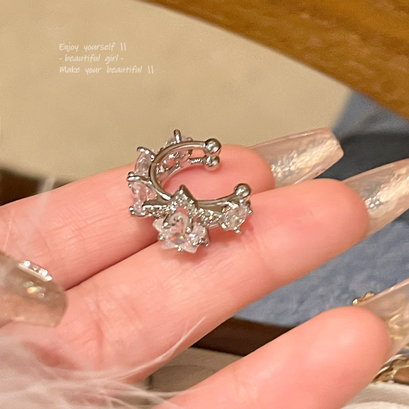 Zircon Star Earrings – Light Luxury Five-Pointed Silver Statement Pair