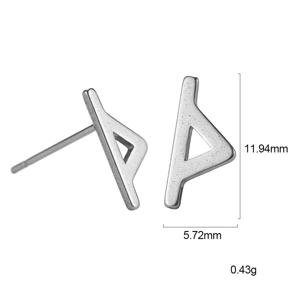 Nordic Rune Letter Earrings – Stainless Steel Minimalist Symbol Studs (24 Styles)
