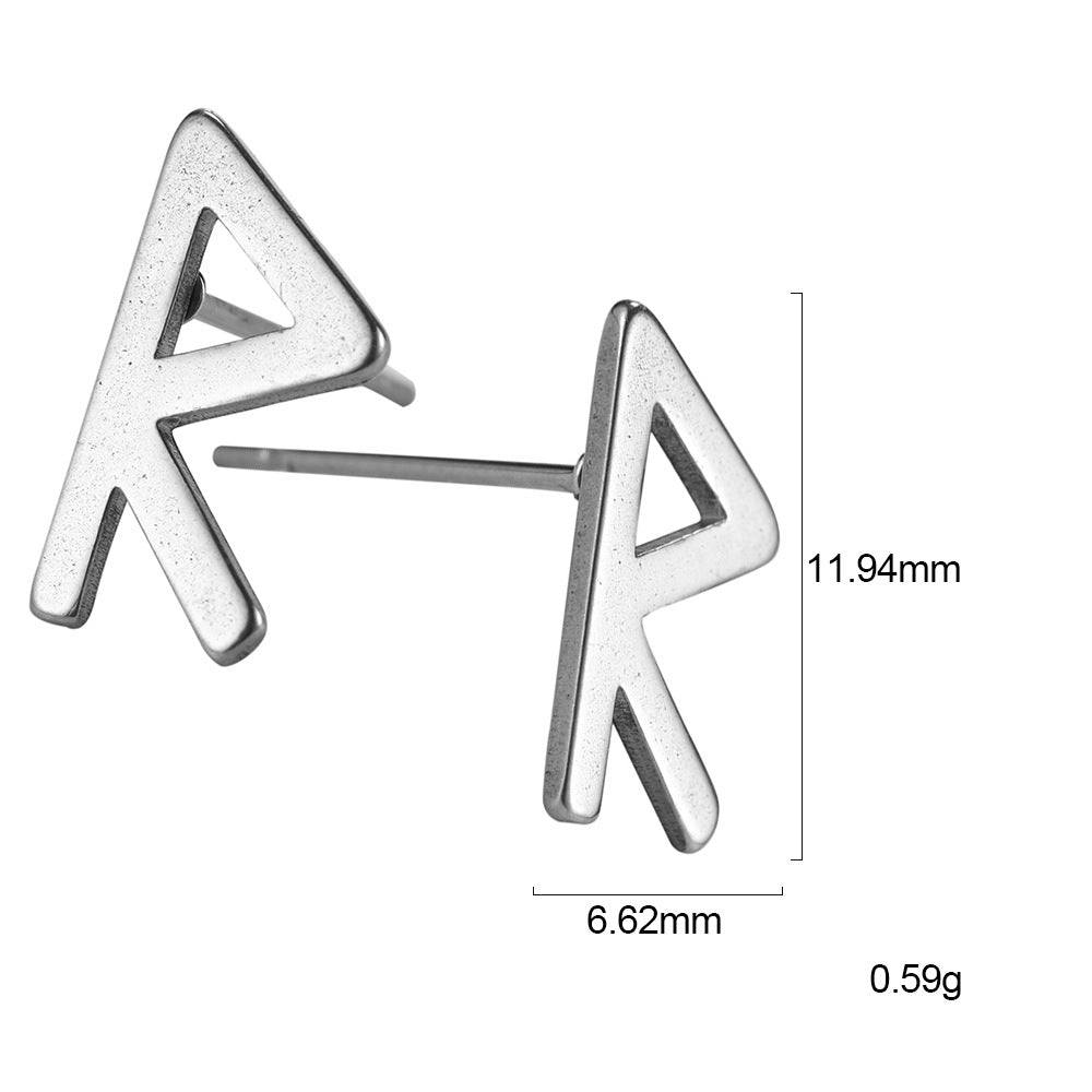 Nordic Rune Letter Earrings – Stainless Steel Minimalist Symbol Studs (24 Styles)