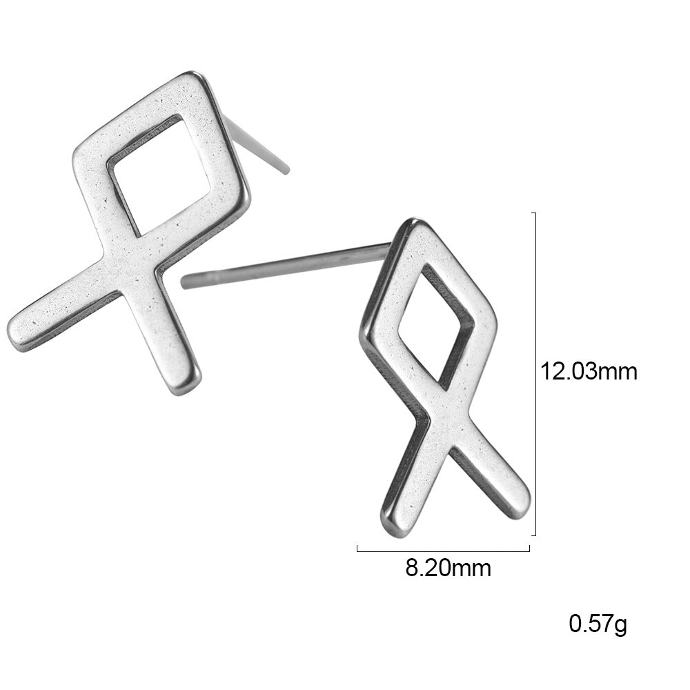 Nordic Rune Letter Earrings – Stainless Steel Minimalist Symbol Studs (24 Styles)