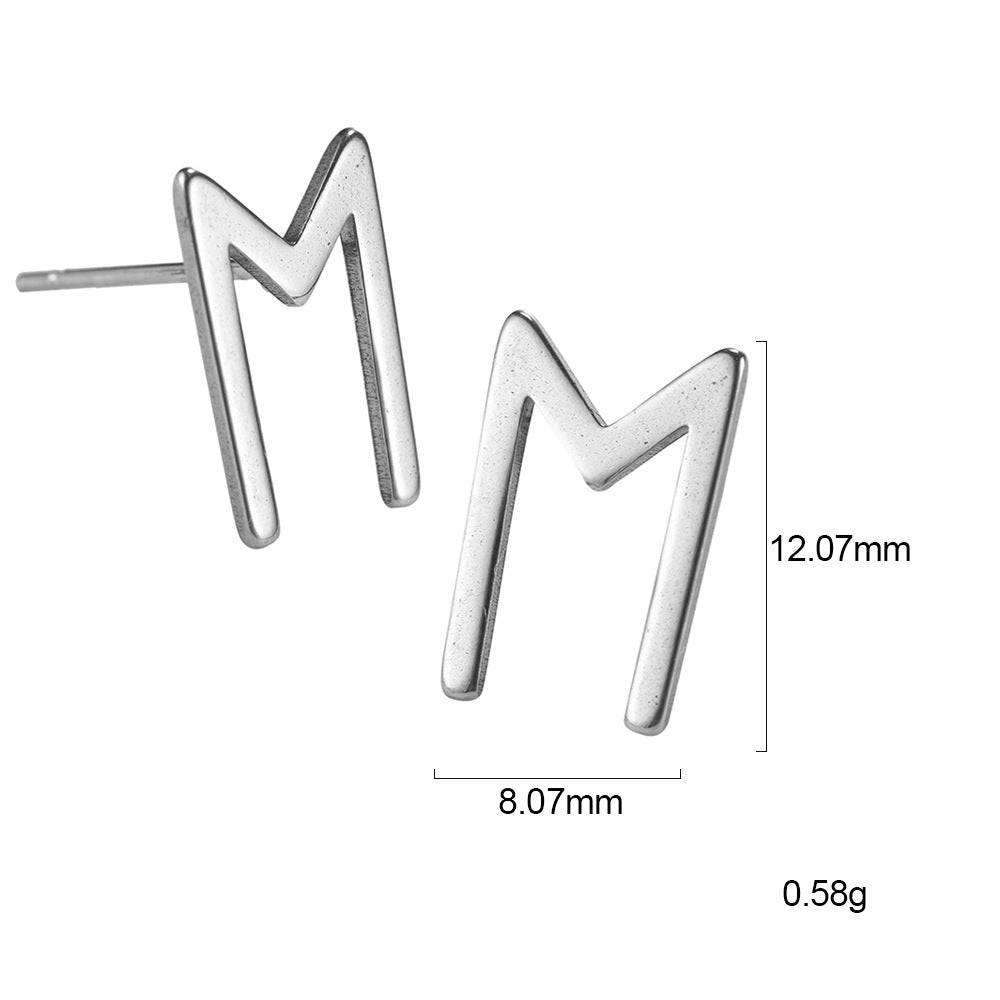 Nordic Rune Letter Earrings – Stainless Steel Minimalist Symbol Studs (24 Styles)