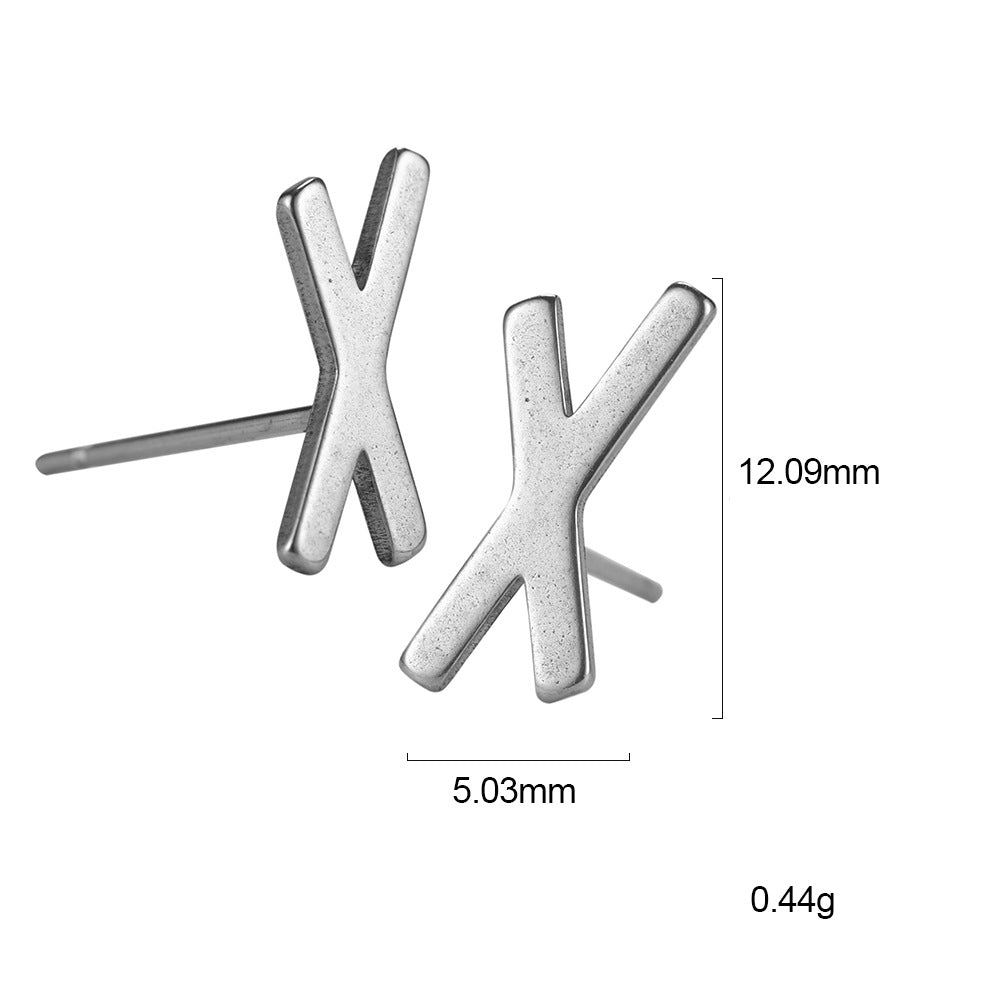 Nordic Rune Letter Earrings – Stainless Steel Minimalist Symbol Studs (24 Styles)