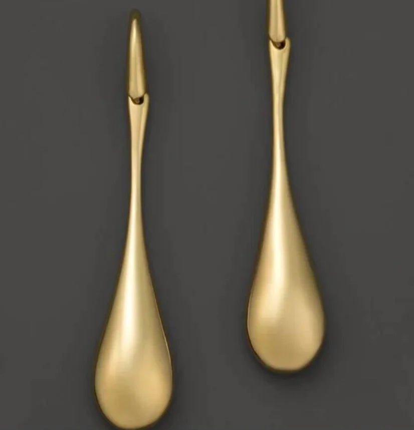 Oversized Gold Teardrop Earrings – Punk-Style European & American Statement Design