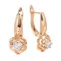585 Rose Gold Rose Stud Earrings – Elegant Floral Design for Women