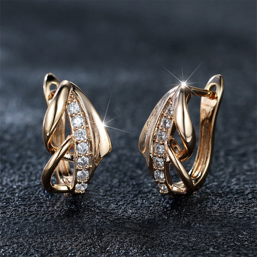 Champagne Gold Diamond Ear Cuff – Minimalist Korean Light Luxury Clip Earrings