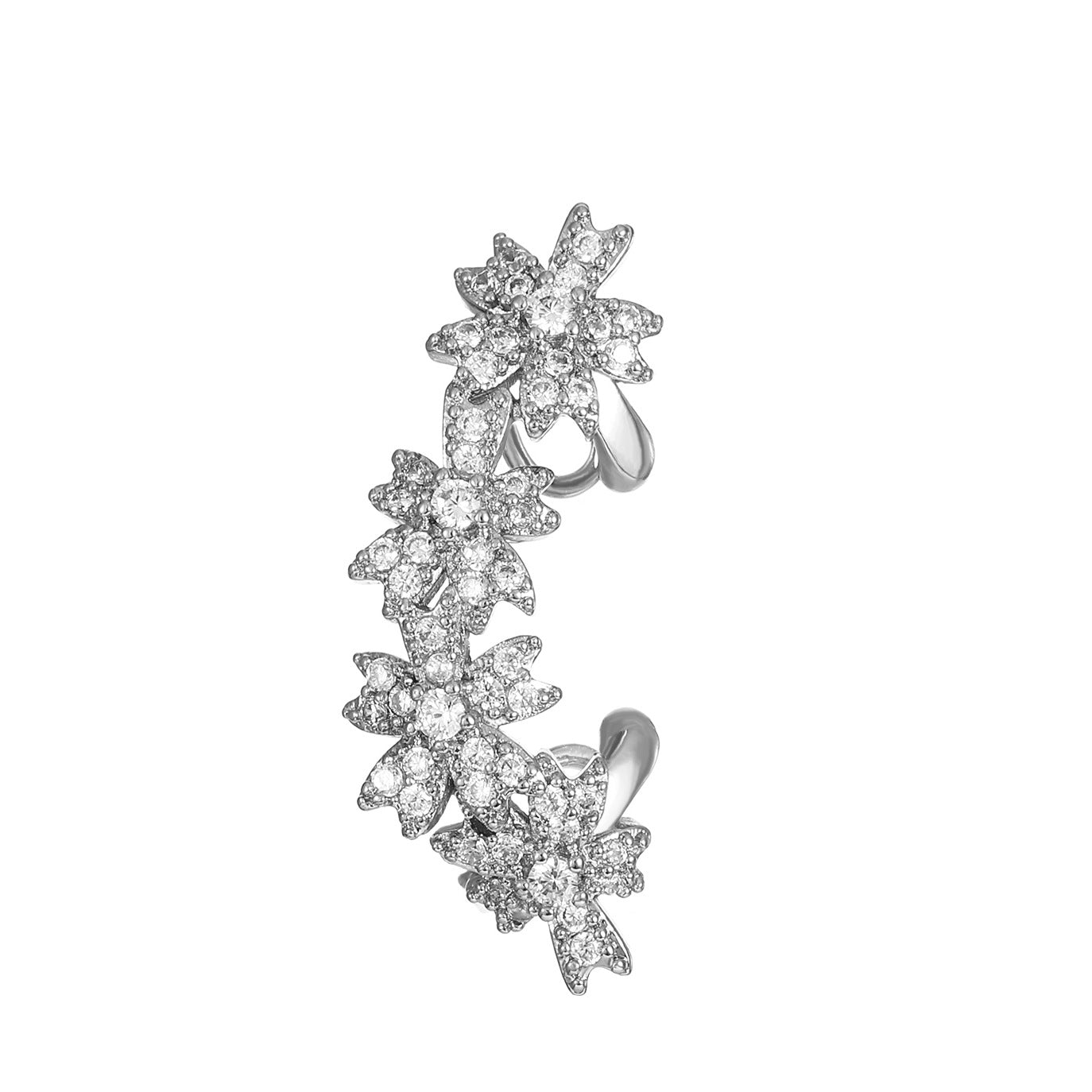 INS Flower Ear Cuff – Diamond-Style Floral Clip Earrings (No Piercing)