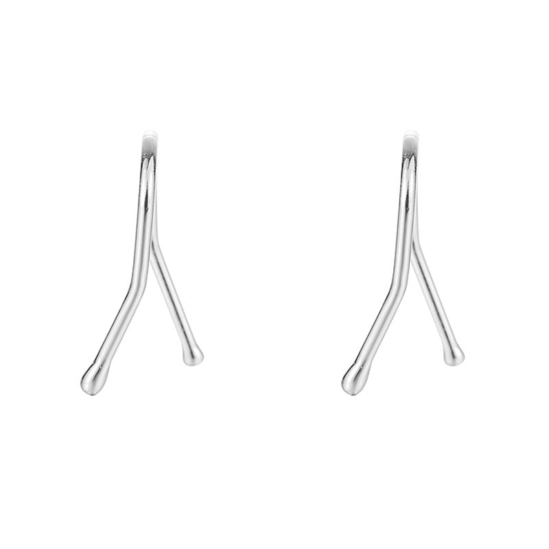 Good Morning Y-Line Earrings – Minimalist Letter Design Light Luxury for Women