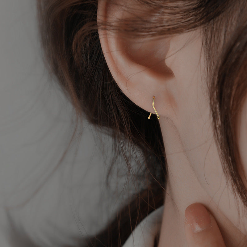 Good Morning Y-Line Earrings – Minimalist Letter Design Light Luxury for Women