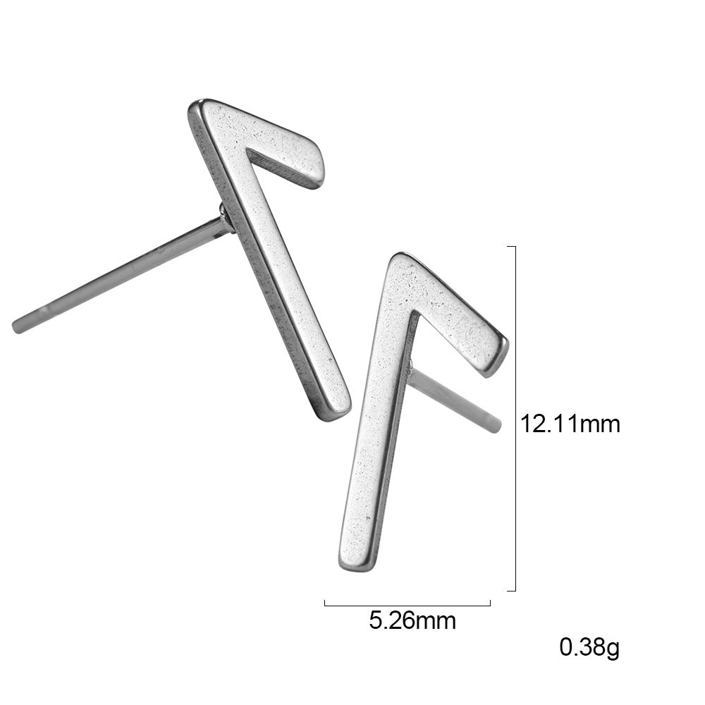 Nordic Rune Letter Earrings – Stainless Steel Minimalist Symbol Studs (24 Styles)
