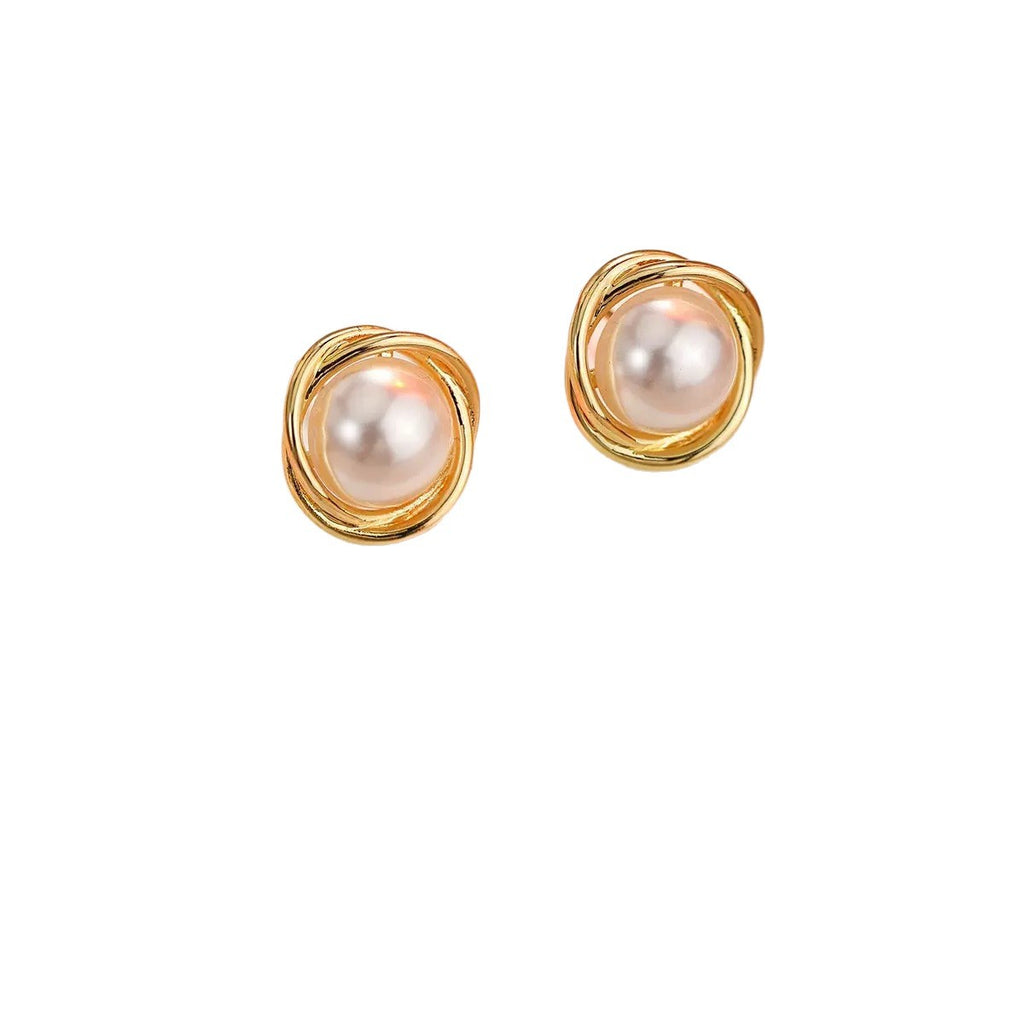Freshwater Pearl Planet Stud Earrings – 925 Silver Needle High-End Korean Style