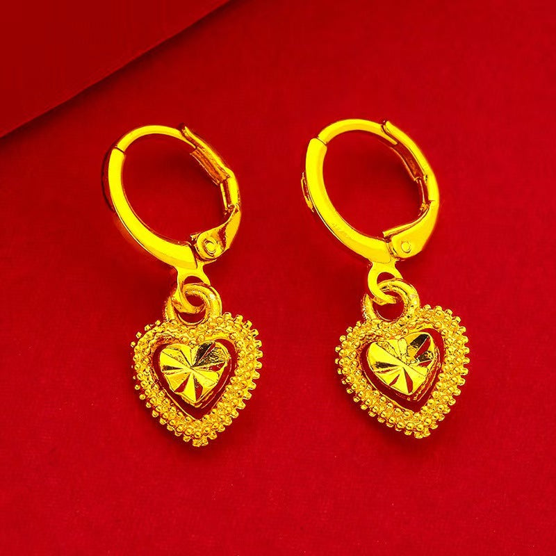 Gold Heart Drop Earrings – Minimalist Light Luxury Waterdrop Design