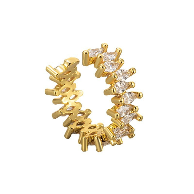 Retro Zircon Ear Cuff – Cold Style Diamond Cartilage Clip (No Piercing, Gold & White Gold)