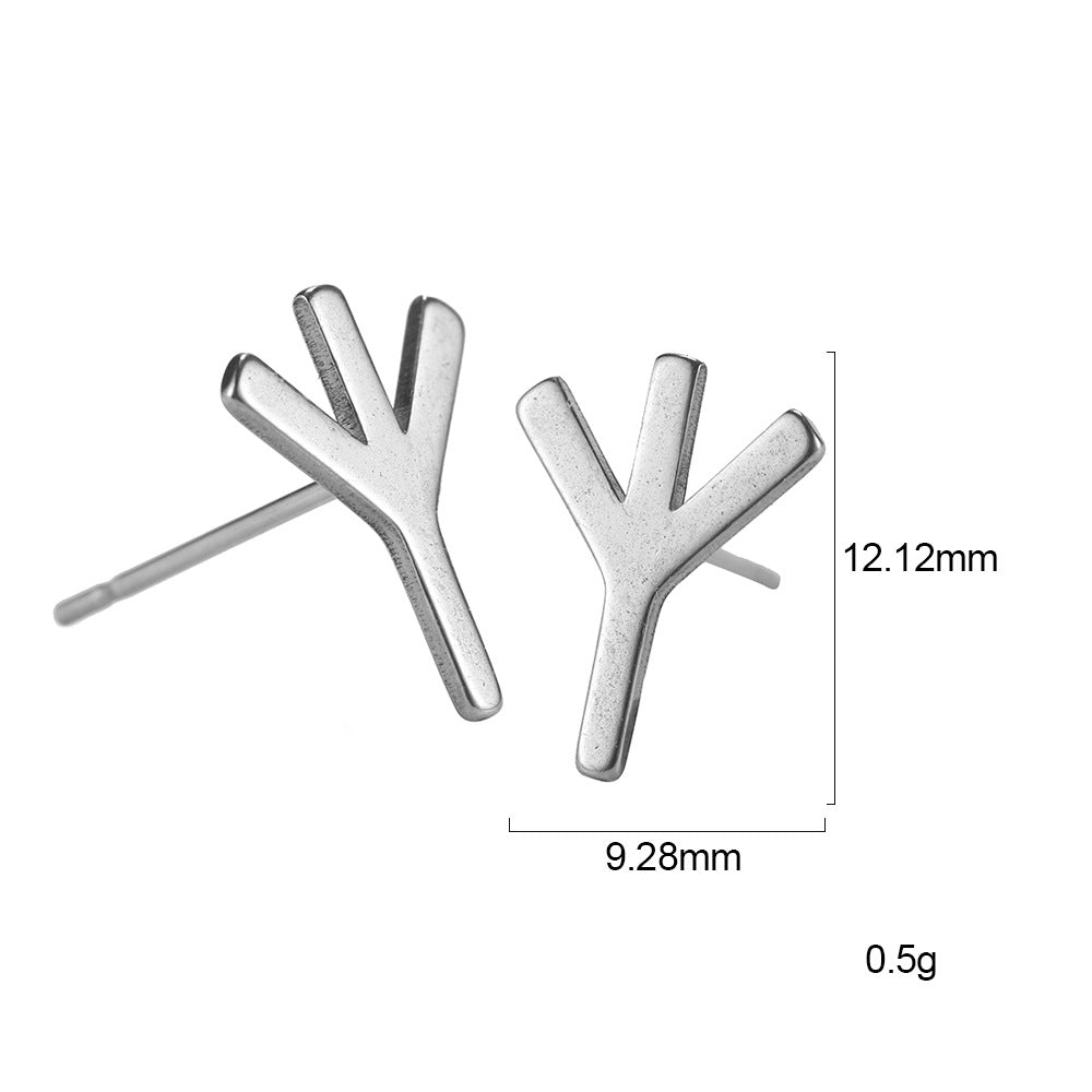Nordic Rune Letter Earrings – Stainless Steel Minimalist Symbol Studs (24 Styles)