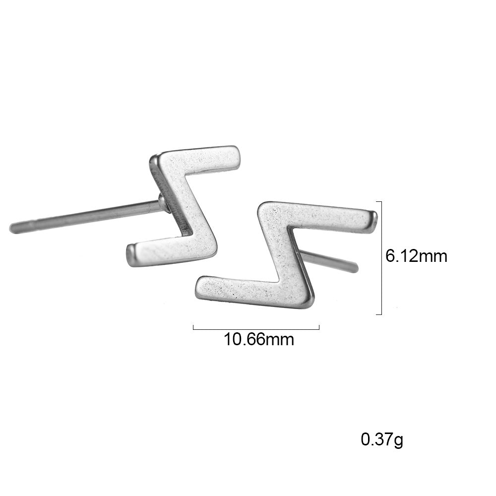 Nordic Rune Letter Earrings – Stainless Steel Minimalist Symbol Studs (24 Styles)