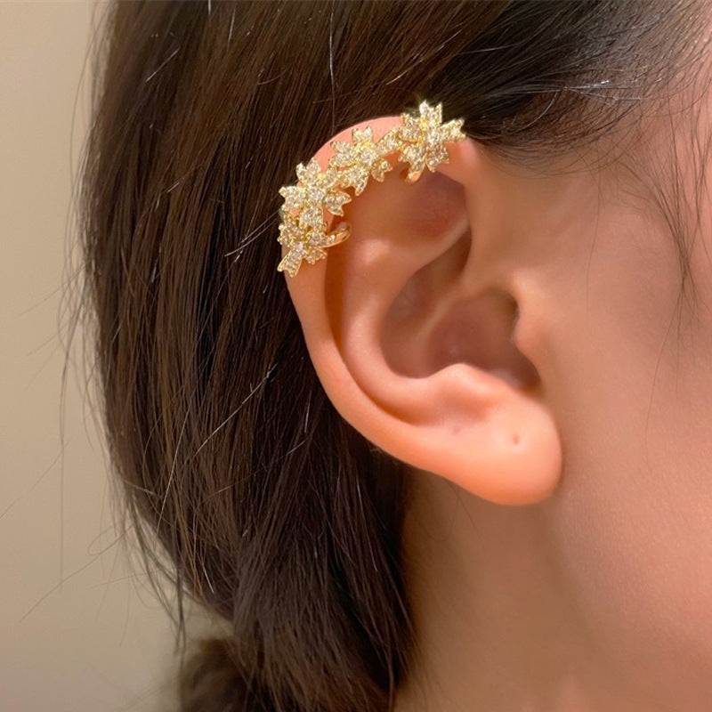 INS Flower Ear Cuff – Diamond-Style Floral Clip Earrings (No Piercing)