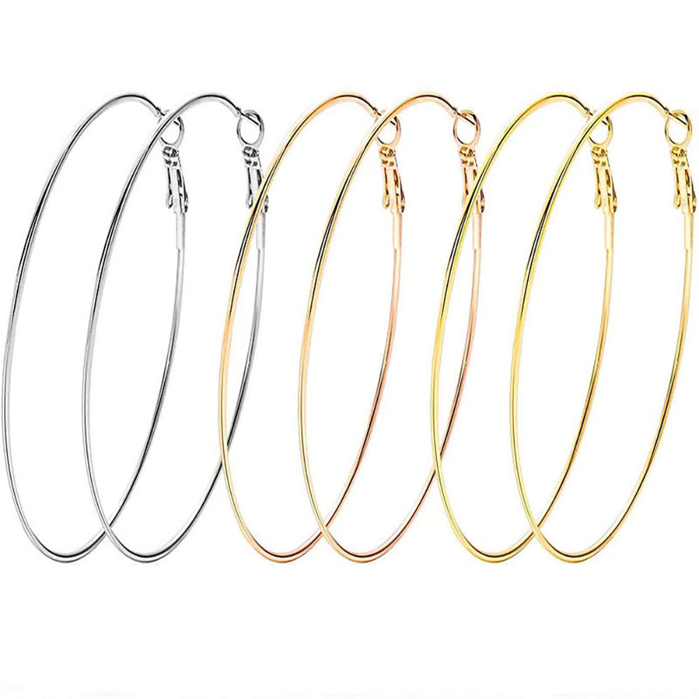 Minimalist Round Wire Hoop Earrings – Titanium Steel (40mm & 50mm, Gold & Silver)