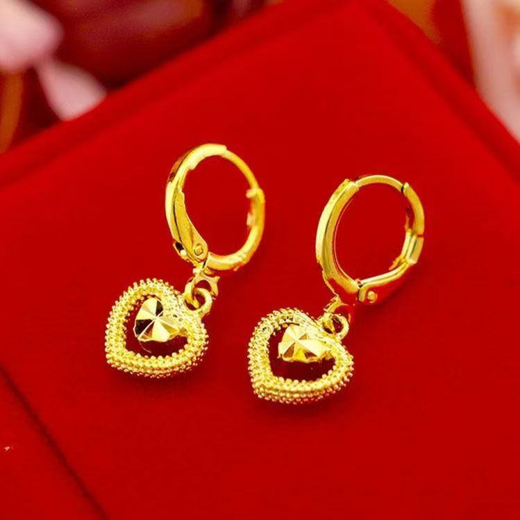 Gold Heart Drop Earrings – Minimalist Light Luxury Waterdrop Design