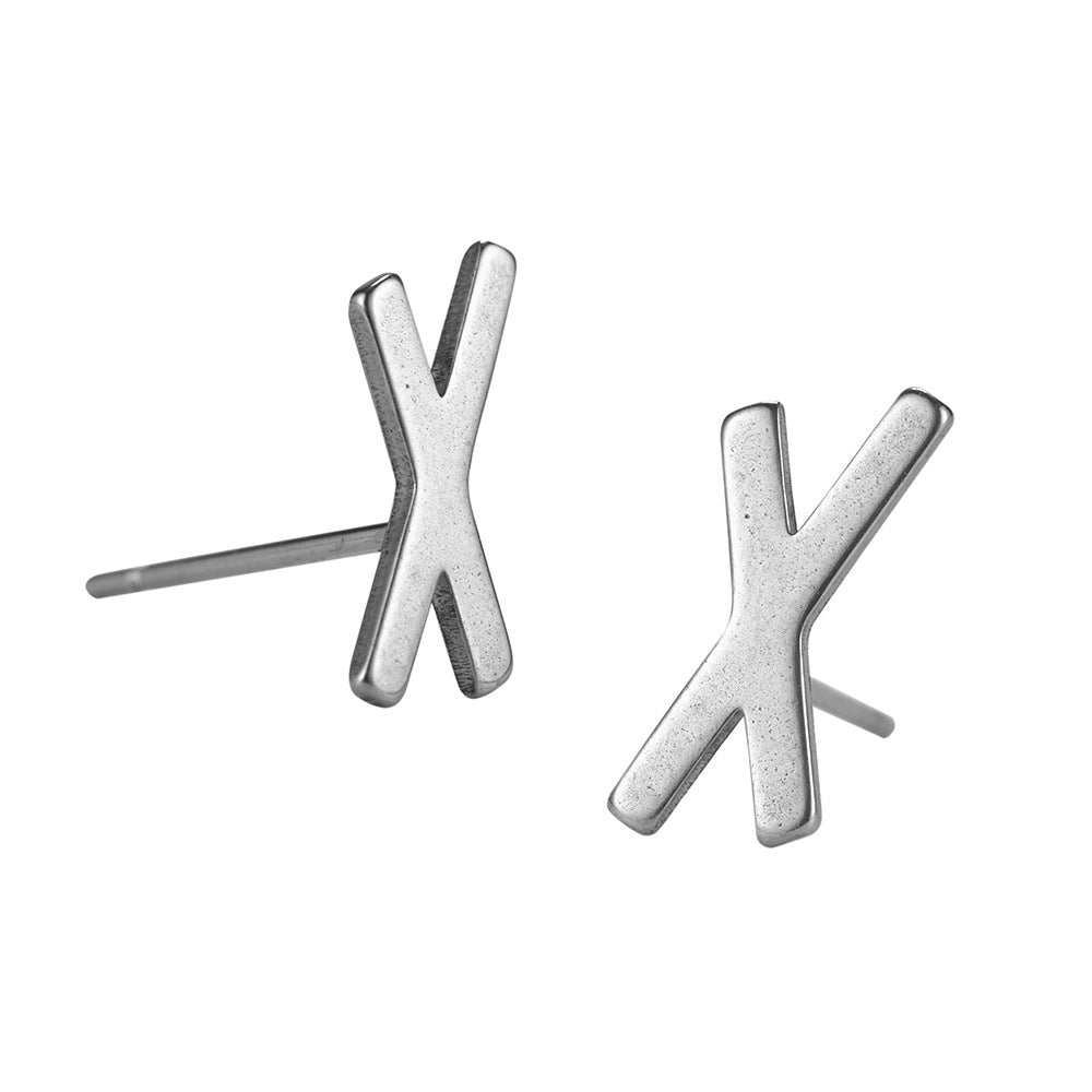 Nordic Rune Letter Earrings – Stainless Steel Minimalist Symbol Studs (24 Styles)