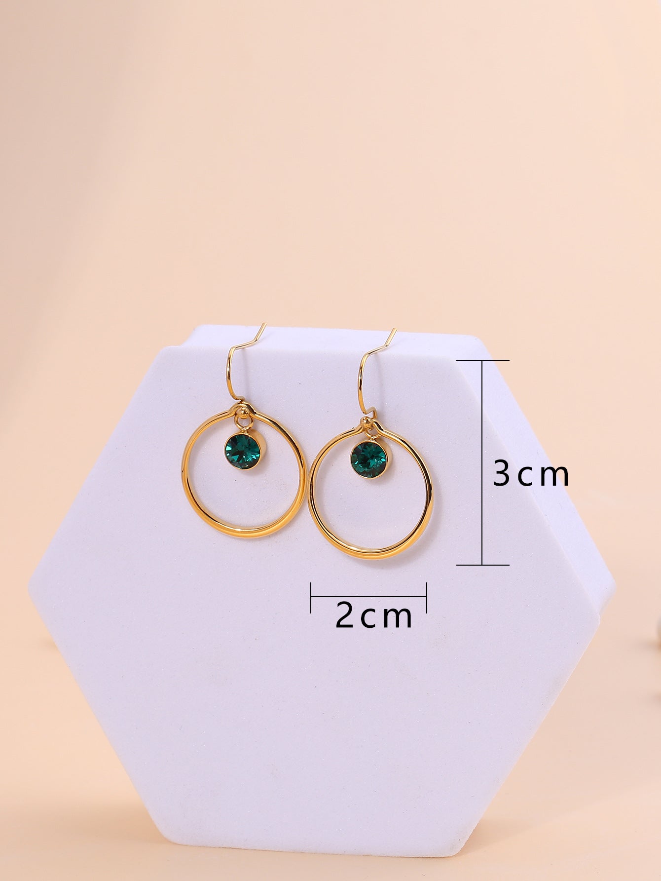 Zirconia Circle Earrings – Titanium Steel Starry Design (Gold, Multi-Color, Unisex)