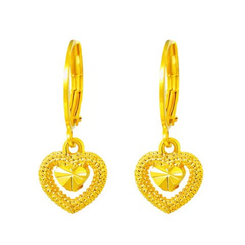 Gold Heart Drop Earrings – Minimalist Light Luxury Waterdrop Design