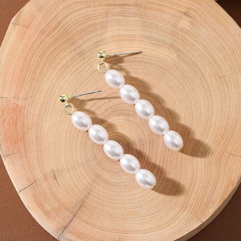 French Vintage Rice Pearl Earrings – Silver Needle Elegant Studs