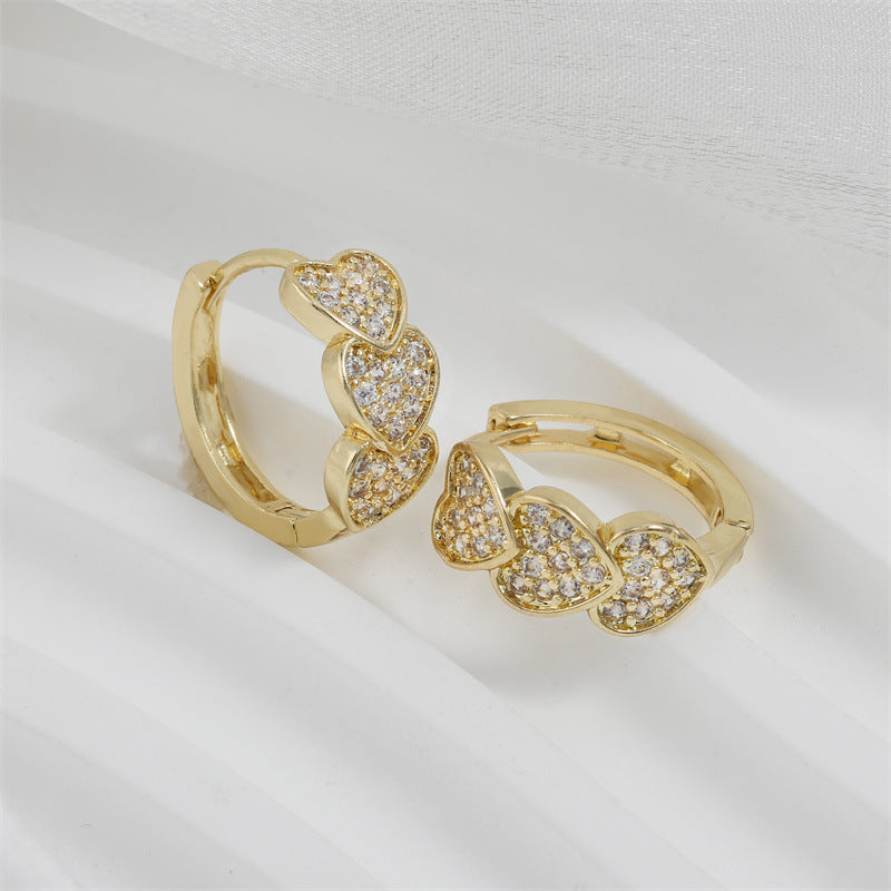 Double-Row Full Diamond Earrings – High-End Light Luxury Statement Pair