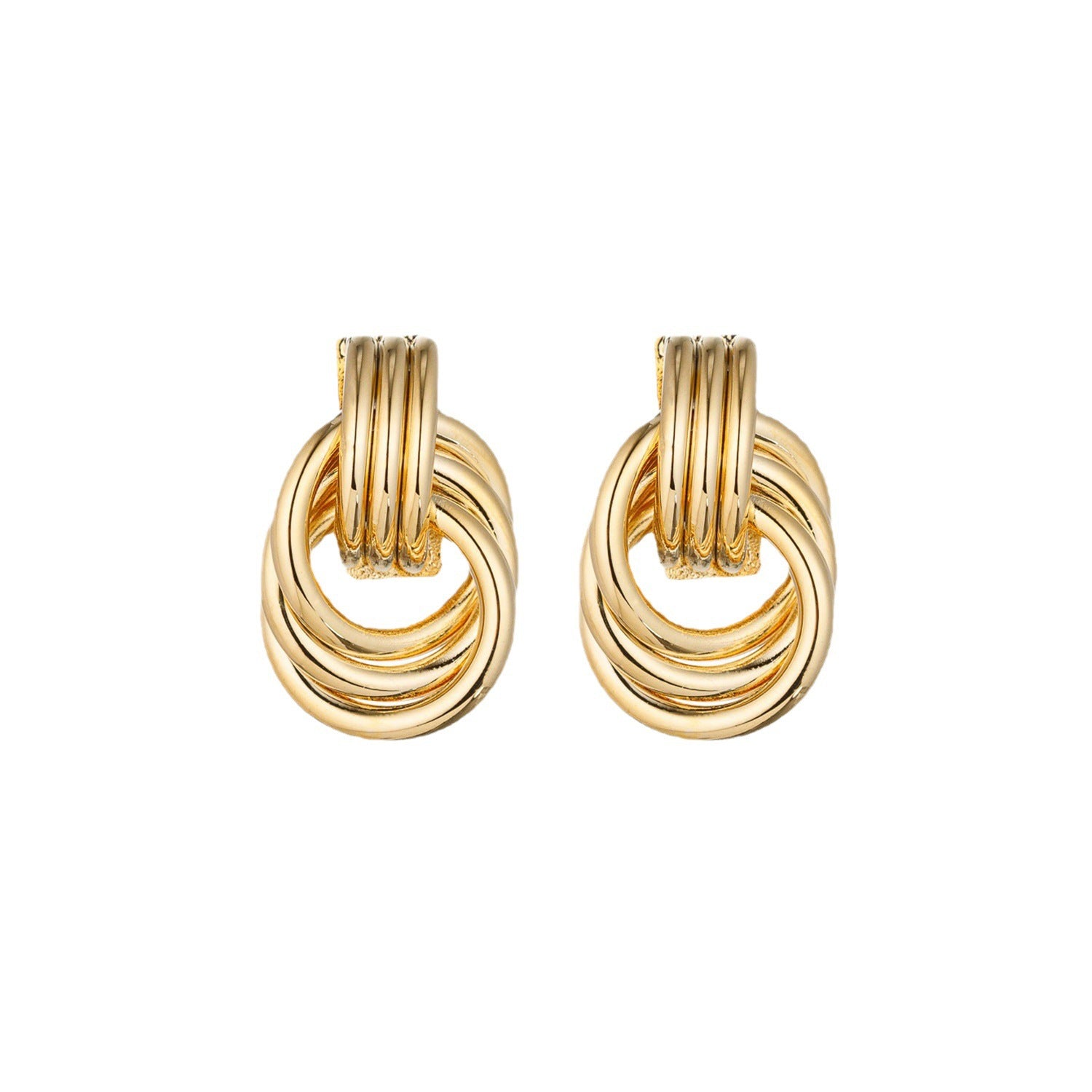Golden Braided Circle Earrings – Old Money Multi-Layer Geometric Design